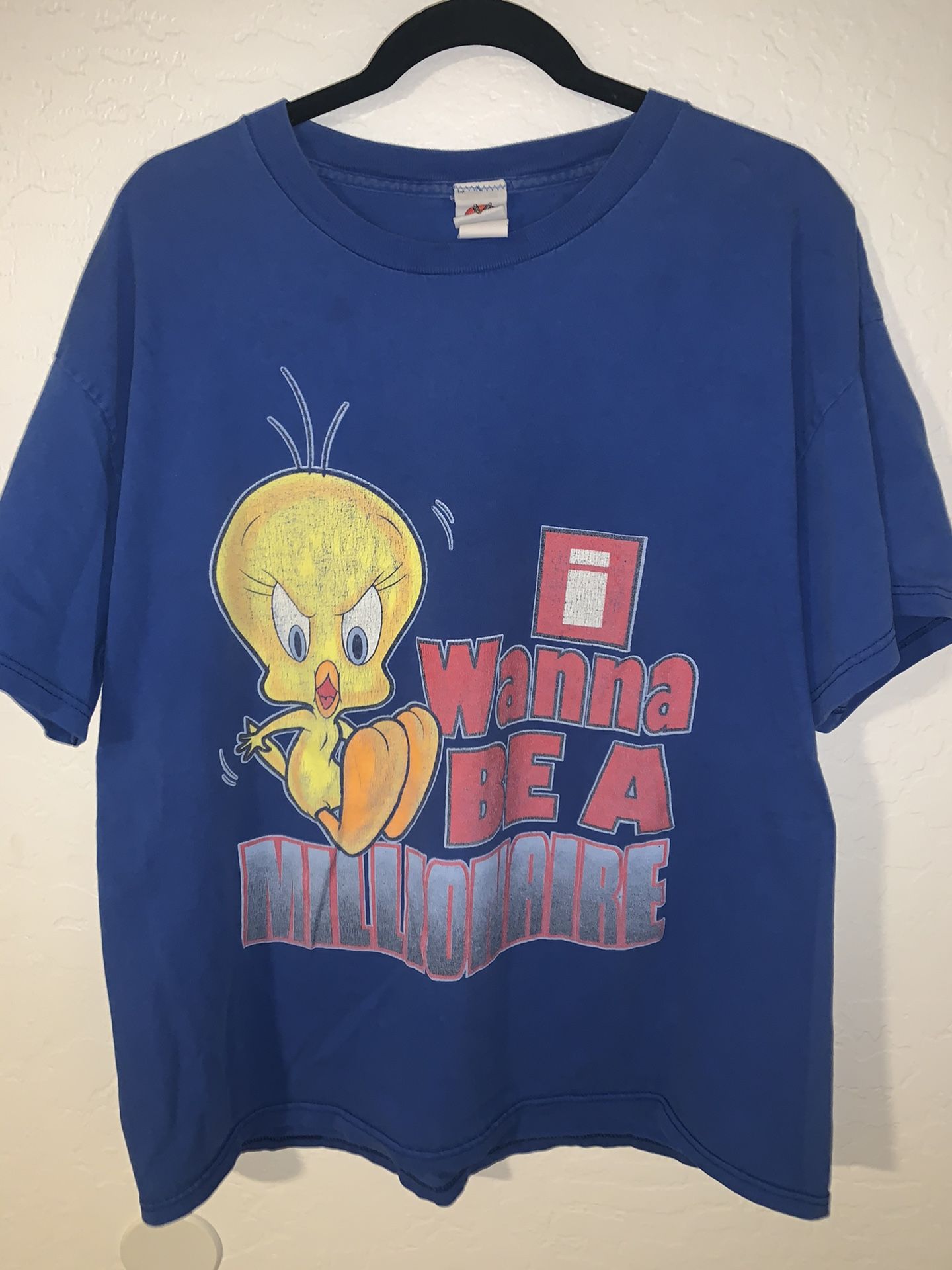 vintage looney tunes tweety bird i wanna be a millionaire tee