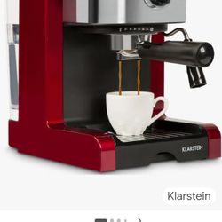KLARSTEIN Passionata Rossa Espresso and Cappuccino Machine, 15 Bars of Pressure, Steam Frother for Frothing Milk and Preparing Hot Drinks, 0.33 gallon