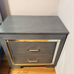 BEAUTIFUL Grey Wooden Drawer/Nighstand w/ LED