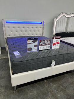 New queen, bed frame  with mattress