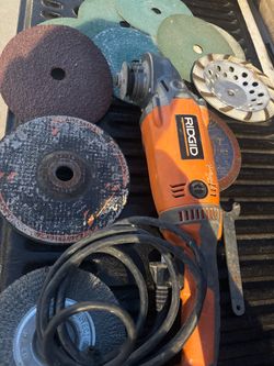 Ridgid 7 inch angle grinder with extras