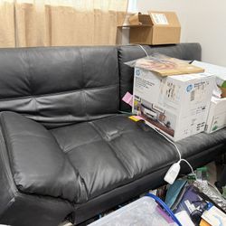 Leather Couch And Double Bed Convert