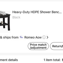 Black Shower Bench - Heavy Duty/Waterproof 