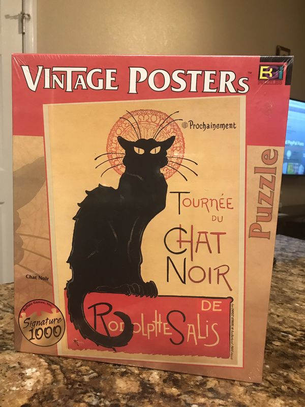 Vintage Puzzle Posters 1026 Pieces Black Cat Chat Noir French Art Buffalo Games Christmas Gift For Sale In El Cajon Ca Offerup