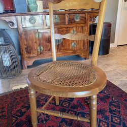 Antique Wooden Chair With Cane Seat