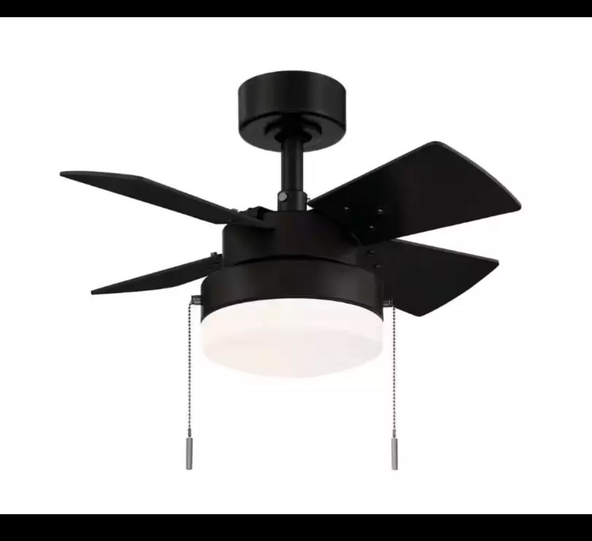Hampton Bay Metarie II 24 in. Indoor Matte Black Ceiling Fan with Light