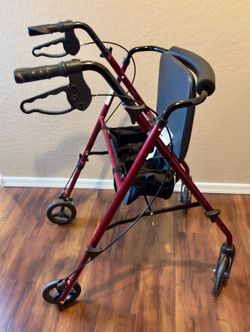 Medline Rollator Walker with Seat & Brakes Adjustable Height Excellent Condition