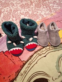 Little boys size 11 . Size 11-12 house shoes both For 5 total