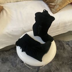 Matisse Baltic Black Suede Fringe Boots 6M