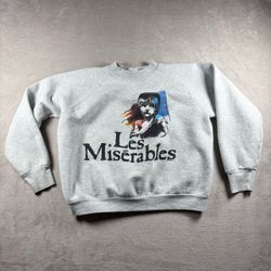 Vintage 1986 Les Miserables Musical Sweater Crewneck Women’s XS Gray USA #2185