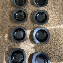Fine China Matte Black Bowl Set 8 