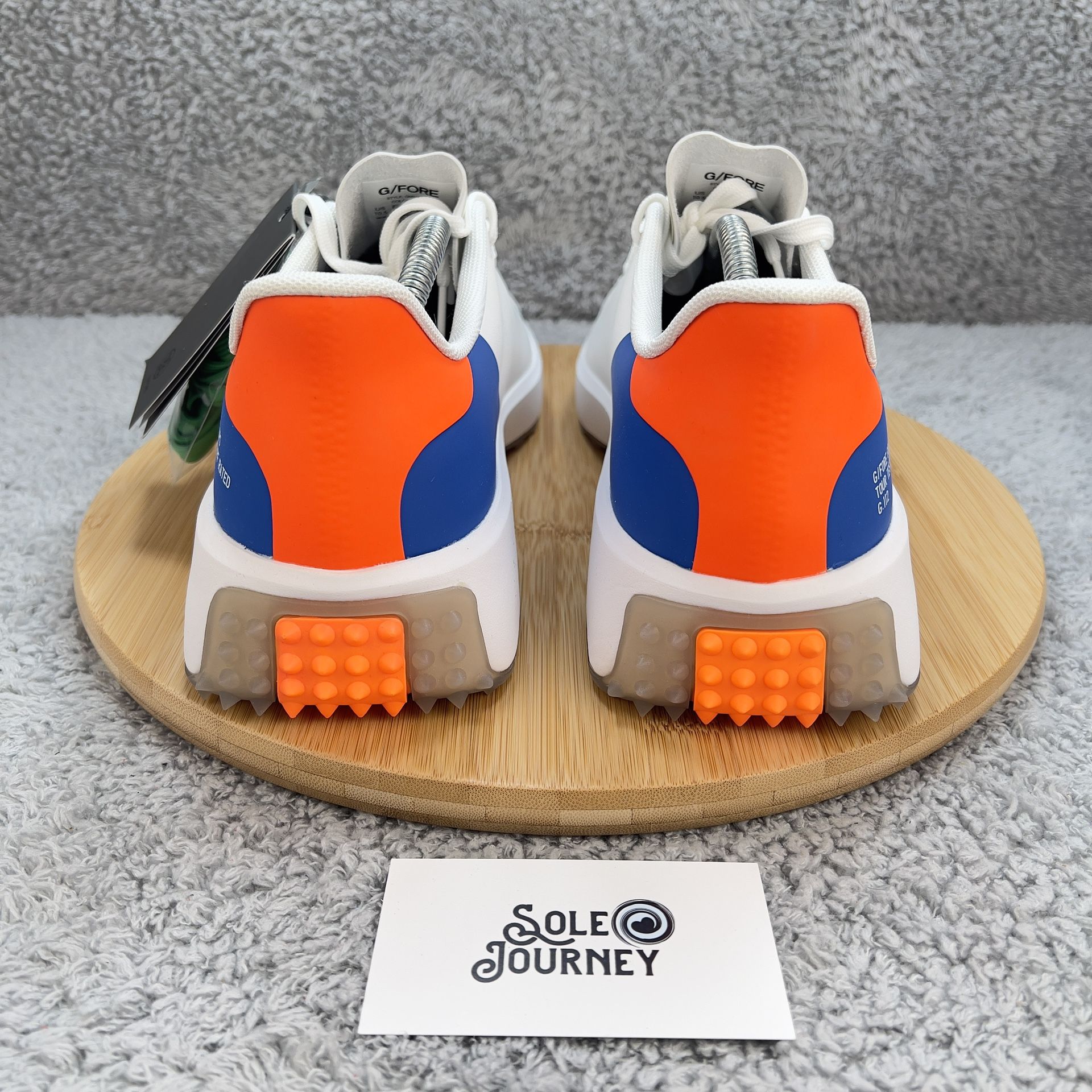 G/Fore G112 Golf Shoes Mens 10.5 White Blue Orange Leather Spikeless Turf Rated Golf