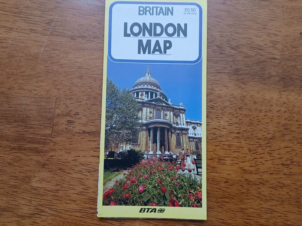 Vintage Color Fold Open Map Of London England