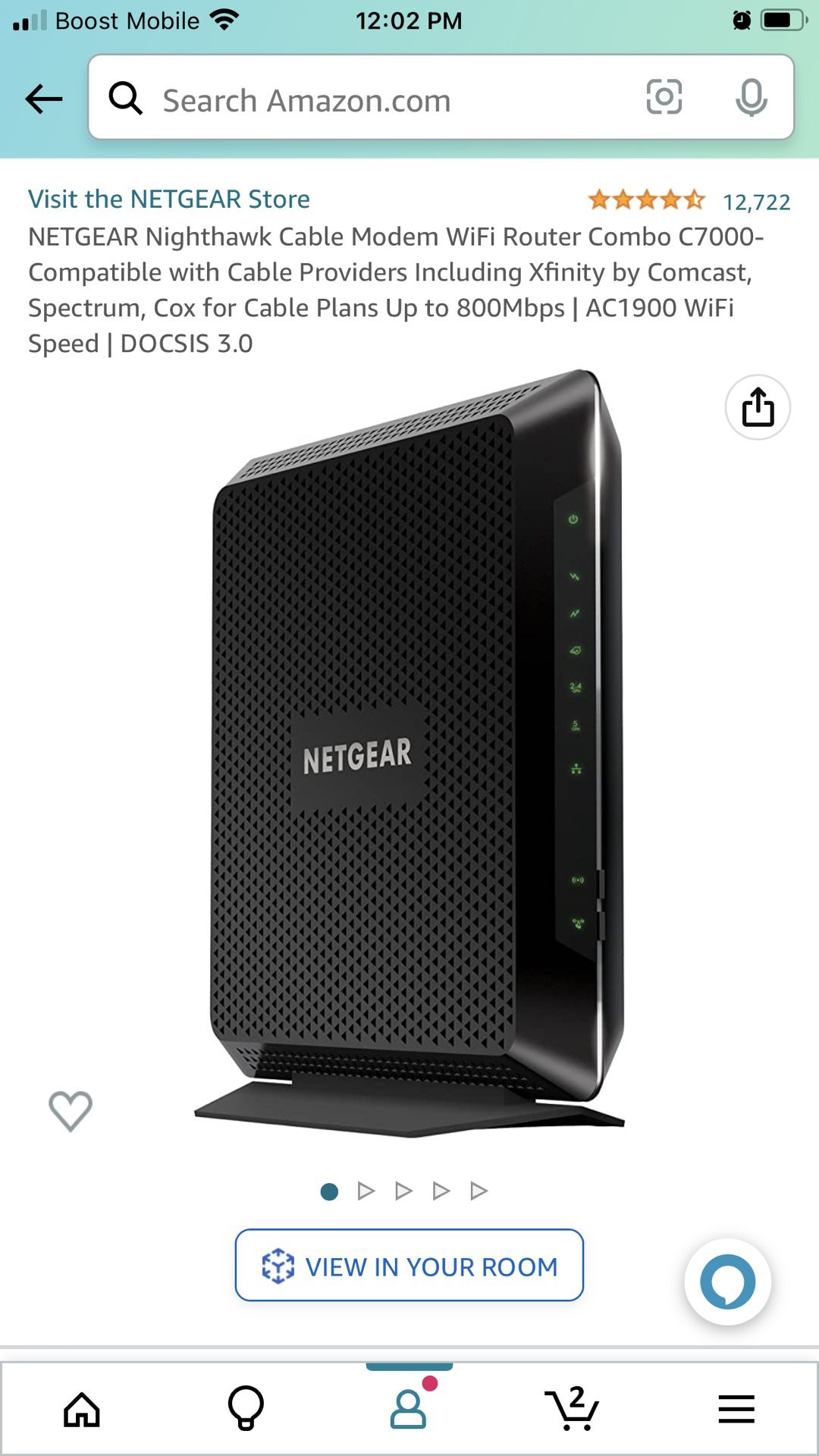 Netgear Nighthawk Cable Modem WiFi Router Combo C7000-Compatibility Cable Providers including Xfinity by Comcast, Spectrum, Cox