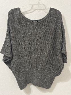 bebe Gray Metallic Knit Dolman Top Size XS
