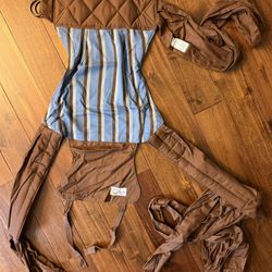 Earthy Bliss 100%Cotton Brown/Blue/ivory Blissful Buckle Baby Carrier.