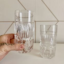 Vintage Textured Crystal Glass Drinking Glasses Set Of 2