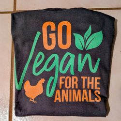 Vegan Woman's Graphic T Shirt Medium Grey Go Vegan For The Animals Graphic T Shirt