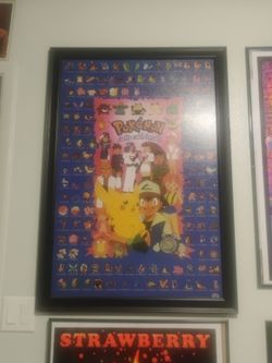 Vintage Nintendo 1990s Pokemon 151 trading card textured framed poster board