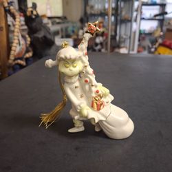 Lenox Dr Seuss Fine Porcelain Ornament, "Grinch Stealing A Christmas Tree"-Intricate Design W/24K Gold Accents 5"H X 4"W Mint Condition