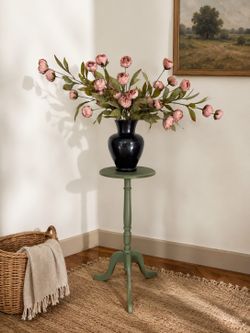 Green Vintage-Style Plant Stand / Accent Table