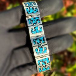 Jewelry 925 sterling silver 7.25” Turquoise 16.45mm bracelet 55.70g