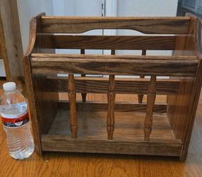Vintage solid Oak Wooden Magazine Rack Xposted