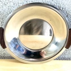 VINTAGE TRAY - MCM MID CENTURY MODERN BAUHAUS TEAK STAINLESS STEEL SCANDINAVIAN DENMARK - $66.00