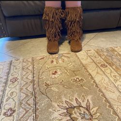 Long Boots With Fringe Used Few Times  Size 10