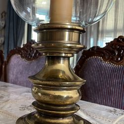 Antique brass Table lamp with glass shade