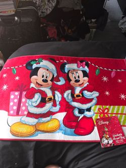 Mickey And Minnie Mouse Christmas Door rug