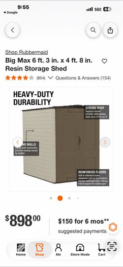 Big Max Resin Storage Shed 6x4 ft box damaged