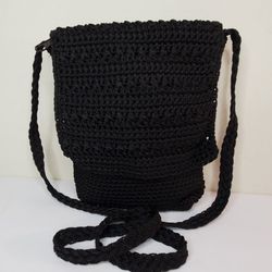 Black Ladies Crocheted Purse Crossbody Bag