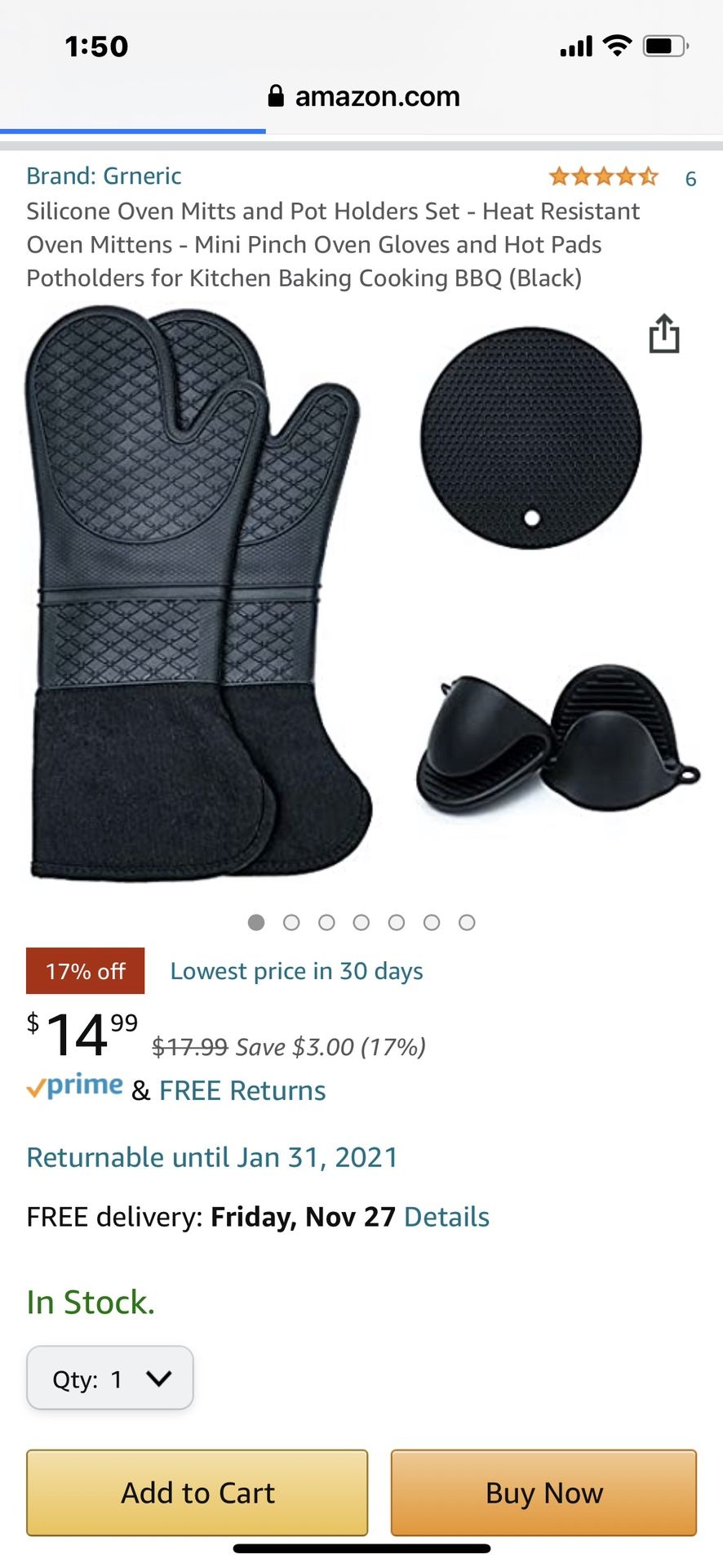 Silicone Oven Mitts and Pot Holders Set - Heat Resistant Oven Mittens - Mini Pinch Oven Gloves and Hot Pads Potholders for Kitchen Baking Cooking BBQ