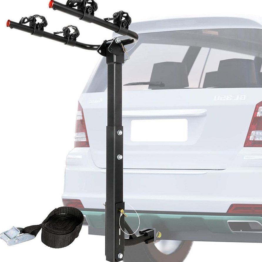 (New) $55 Tile Foldable 2-Bike Rack Mount Bicycle Carrier for 2” Hitch Trucks SUVs 70lbs Max