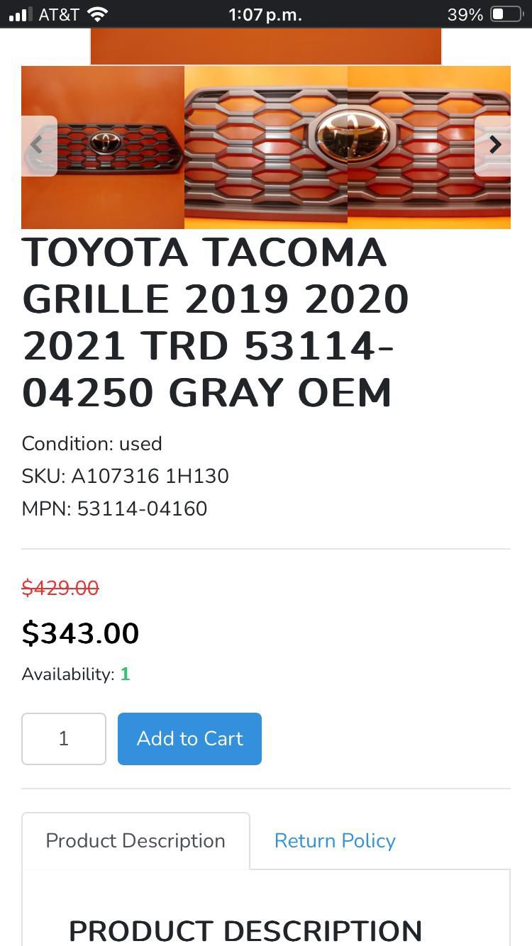 Toyota Tacoma Grille 2019