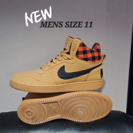 NEW Size 11 - NIKE COURT Borough Mid / Premium Wheat Plaid
