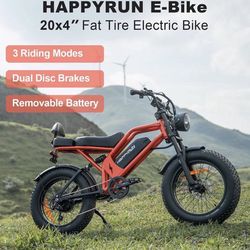 Happyrun G52 750W Electric Bike for Adults, 1500W Peak, 48V 18Ah Battery, 32MPH Max Speed, 68 Mile Range, 20"x4" Fat Tire E-Bike