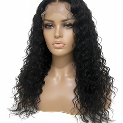 30” Deep Wave Lace Front Wig – 200% Density – Human Hair – Natural Black