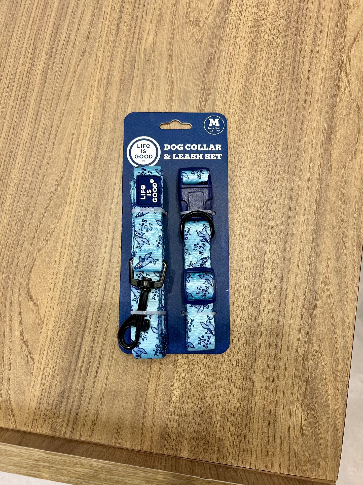 Blue Dog Collar and Leash Set M Size (10.5-17in)