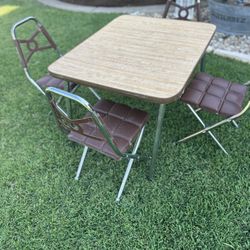 Retro Kidee Krome Set Table & Chairs Folding Chrome & Plastic