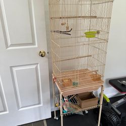 Like New Metal Bird Cage With Stand