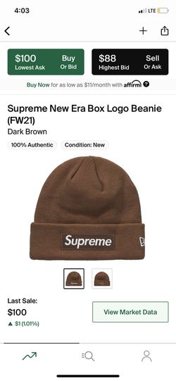 Supreme New Era Box Logo Beanie (FW21) Dark Brown