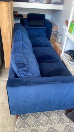 Blue Velvet 3-Seat Sofa