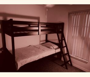 Dark Wood Bunk Bed with Ladder