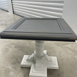 Super cute square side table- Grey Top/White Base. 