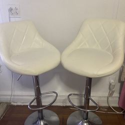2 Bar Stools - White with Back