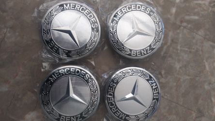 4pcs 75mm Black Center Wheel Hub Caps for Mercedes-Benz, Applicable to All Models