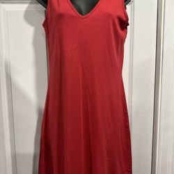 Vibrant Red Sleeveless A-Line Dress - Size Large