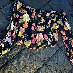 Ambiance Off The Shoulder Long Sleeve Multicolored Floral Crop Top Thumbnail